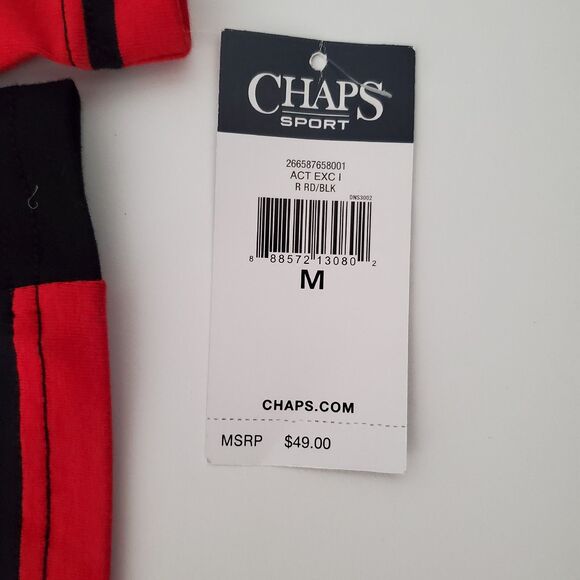 NWT Chaps Women's Long Sleeve T-Shirt Medium Red Black Striped Classic Basic - Picture 4 of 7